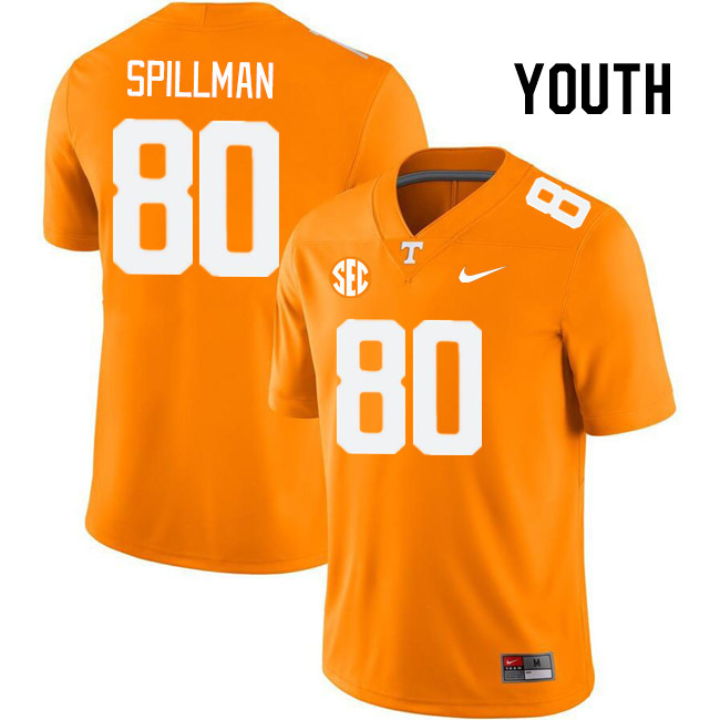 Youth #80 Nate Spillman Tennessee Volunteers College Football Jerseys Stitched Sale-Orange